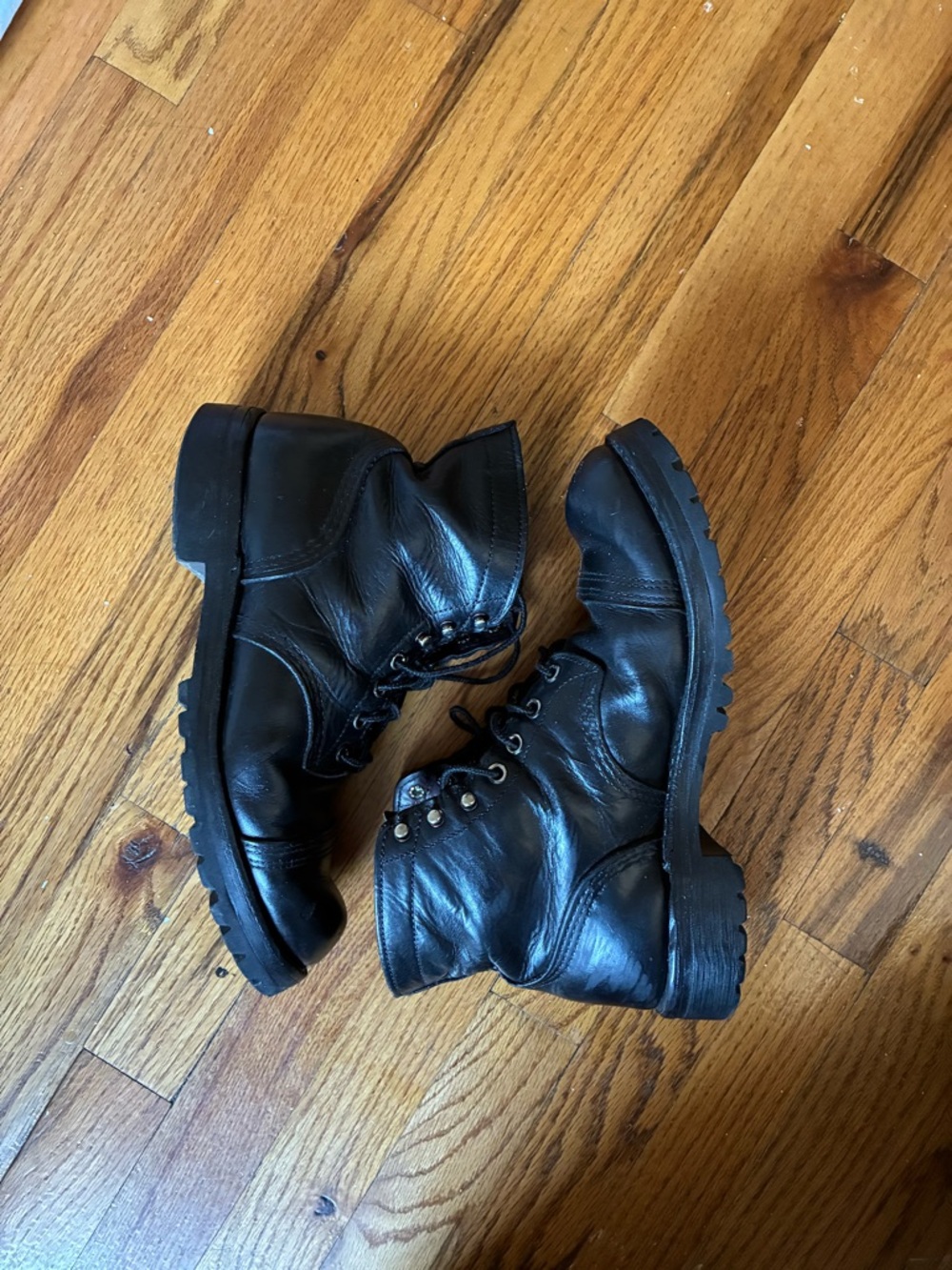 Red Wing Shoes Black Leather Lace-Up Work Boots